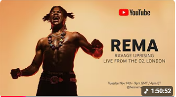 Rema - Ravage Uprising: Live from The O2, London - Clique na FOTO Para ir ao Show

